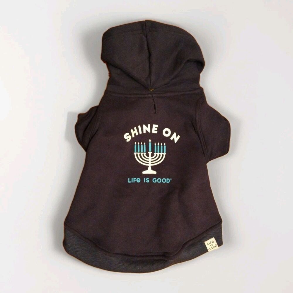 Life Is Good Dog Hoodie Holiday Sweater Hanukkah Menorah, Medium, Poodle Beagle